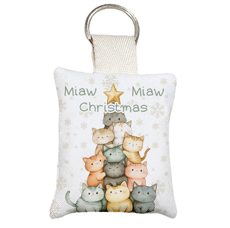 Μπρελόκ μαξιλαράκι δώρο για χριστούγεννα με γατάκια